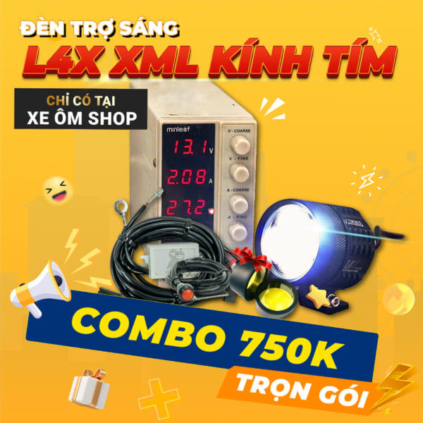 Combo Đèn Trợ Sáng 750K (L4X XML Kính Tím)