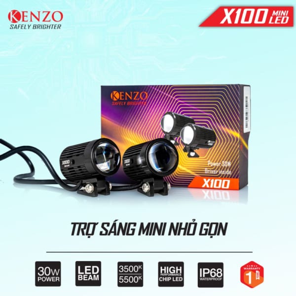 Đèn Bi Cầu Mini Kenzo X100 Trắng-Vàng (5500K/3500K) 30W (BH: 12T) - Ảnh 2