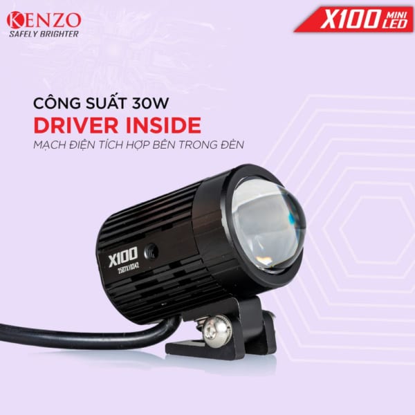 Đèn Bi Cầu Mini Kenzo X100 Trắng-Vàng (5500K/3500K) 30W (BH: 12T) - Ảnh 3